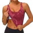 thumbnail image 3 of Daiia Abstract Red Marble Printed Women's Sports Bra, Breathable Activewear Bra with U-Back Design and Removable Pads, Comfortable and Supportive for Yoga, Workout-Small, 3 of 8