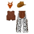 thumbnail image 4 of Aislor Boys Western Cowboy Halloween Cosplay Tassel Vest with Fringe Pants Bandanna and Hat Set Orange 8, 4 of 7