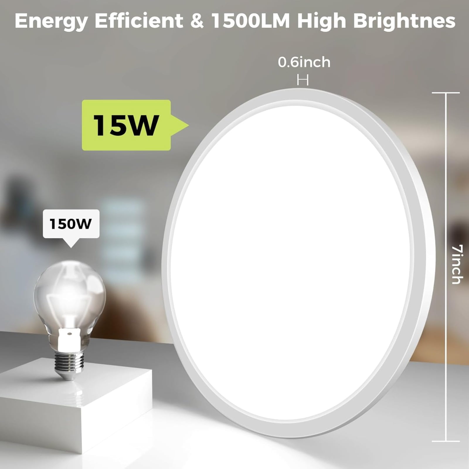 4 Pack 7 Inch LED Flush Mount Ceiling Light, Dimmable with 5 Color Temperatures, Modern Fixture for Kitchen, Bedroom and Hallway