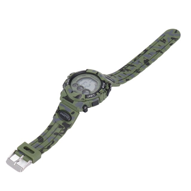 Reloj De Pulsera Para Niños 7 Colores LED Camuflaje Verde ANGGREK Para Edades De 5 A 15 Años