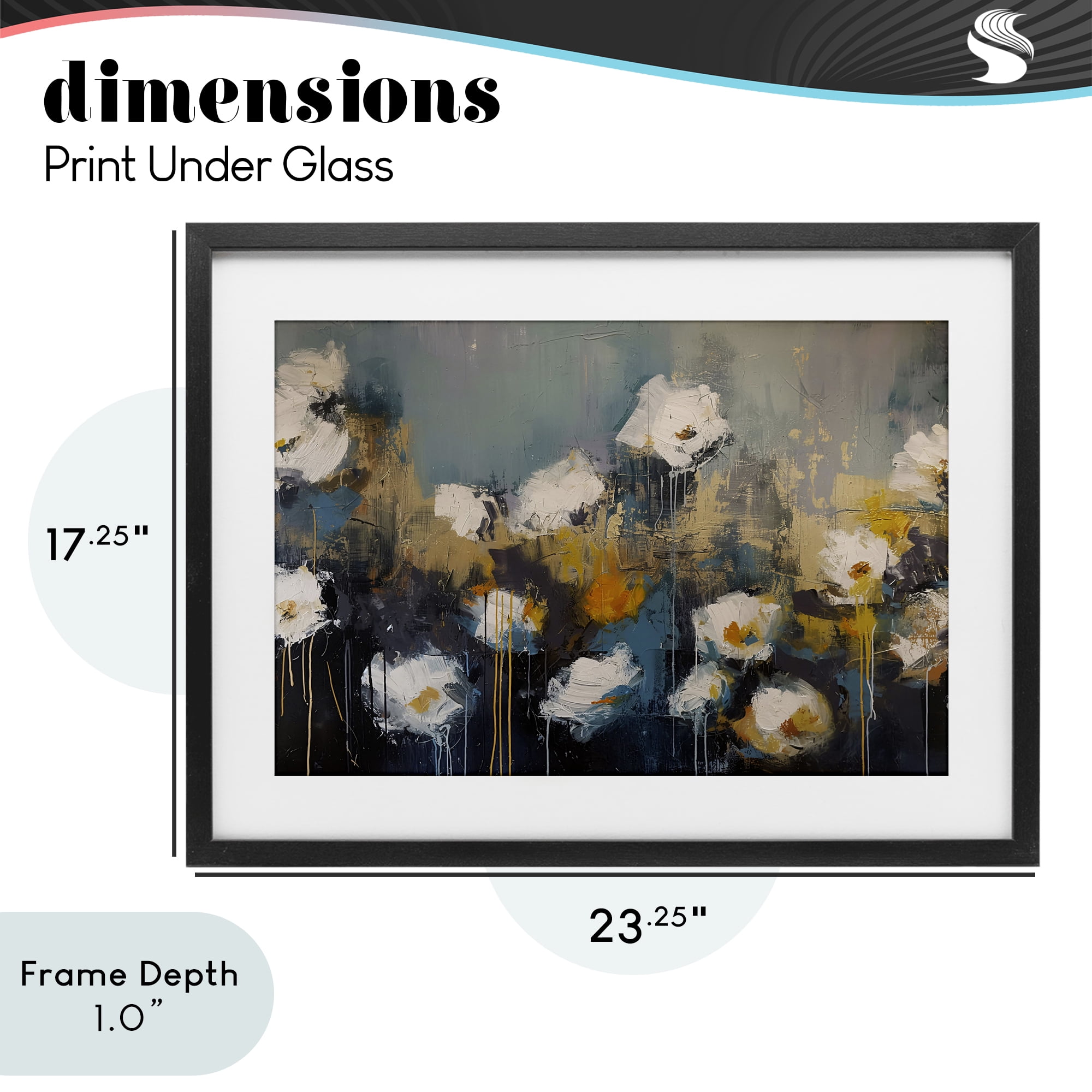 Stupell Industries Contemporary Paint Drip Blossoms Black Framed Print Under Glass, design by Jacky Ngan