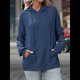 thumbnail image 4 of Sudadera con Capucha Extragrande para Mujer, Informal, de Larga, de Punto Gofre, con Cordón Ajustable y Abertura Lateral con Bolsillo. Azul Profundo M, 4 of 9