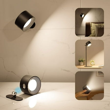 

Daiosportswear Clearnance Led Wall Sconces Wall Lamps with Battery Operated Wall Mounted Cordless Lights with 3 Color Temperature&3 Brightness 360° Magnetic Ball USB Charging Port
