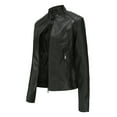 thumbnail image 3 of AZoiNM Women's Slim Fit Motorcycle Jacket PU Leather Stand Collar Zipper Front, 3 of 11