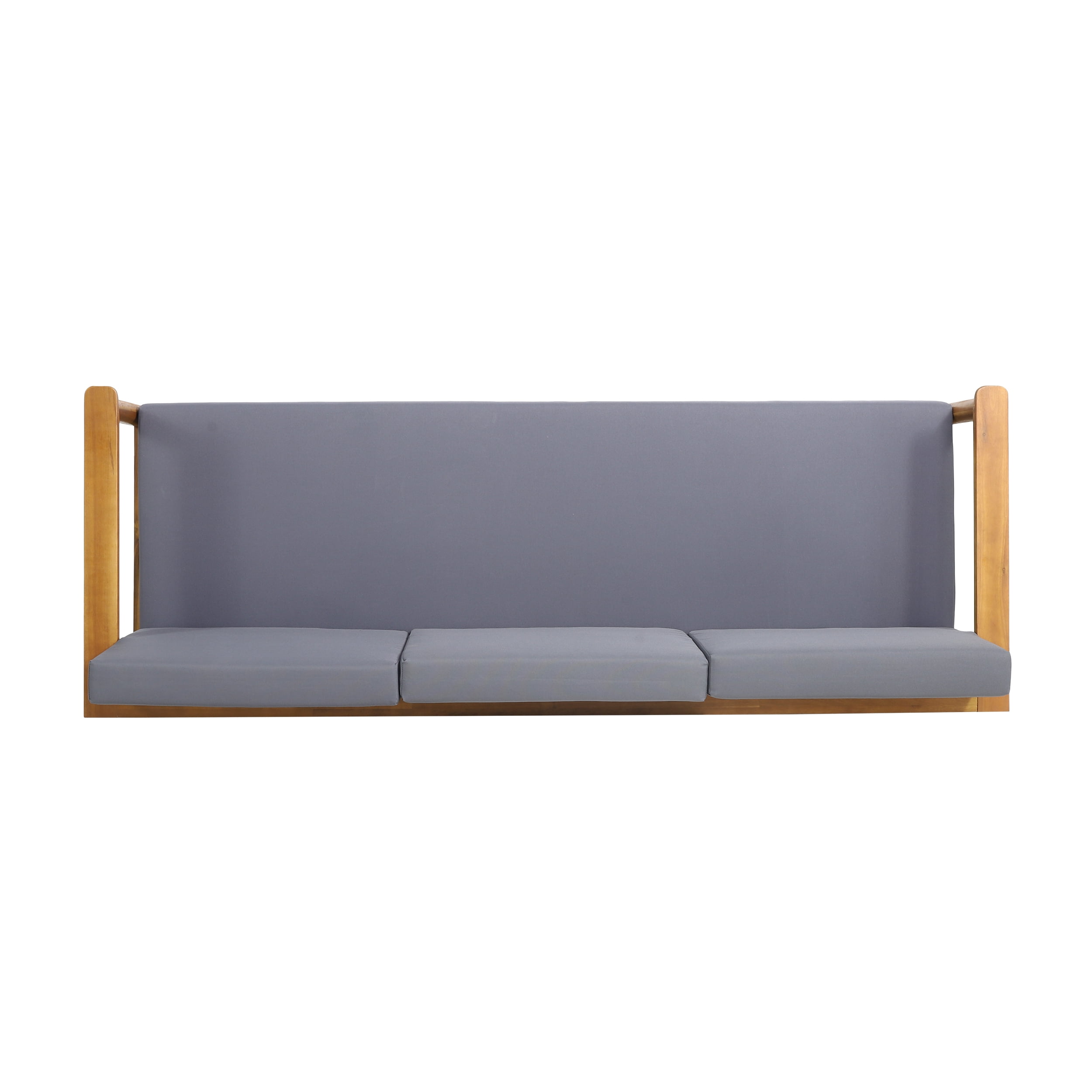 Euroco Outdoor Acacia Wood Patio Sofa with Water-Resistant Cushions and Slatted Back Design, 3-Seater Weather-Resistant Garden Couch