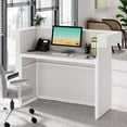 thumbnail image 3 of Tribesigns Reception Desk with Light, White Front Desk with Cable Grommets,  Modern Checkout Counter Table for Salon, Lobby, Office, 3 of 8