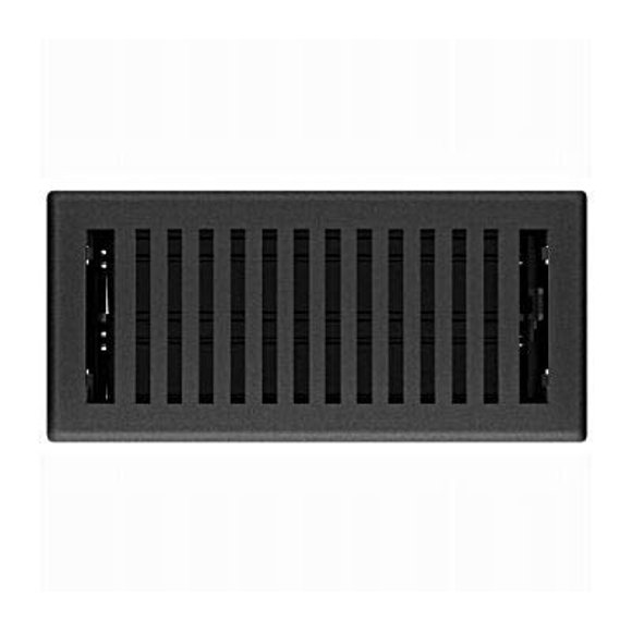 Hartford Ventilation Floor Register 4” x 10” - Newport Collection Metal Design with Scratch Resistant Finish - Smooth Glide Damper - Textured Powder Coat Finish (1, Iron Black)