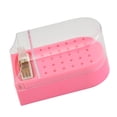thumbnail image 2 of Caja de exhibición de brocas para uñas de plástico con 30 agujeros, a prueba de polvo, transparente, portátil, con cepillo de limpieza, color rosa, 2 of 12