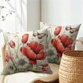 thumbnail image 4 of Spring Summer Flower Pillow Covers 18x18 Inch Set of 2 Red Floral Butterfly Summer Outdoor Throw Pillows Spring Farmhouse Pillowcases Cotton Linen Cushion Covers for Couch Bed Sofa Chair Home Decor, 4 of 6