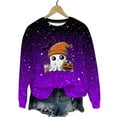 thumbnail image 2 of Heisall Womens Sweatshirt Halloween Theme Glitter Print Round Neck Casual Sporty Long Sleeve Fleece-lined Autumn Winter Fashion Casual Tops, 2 of 9