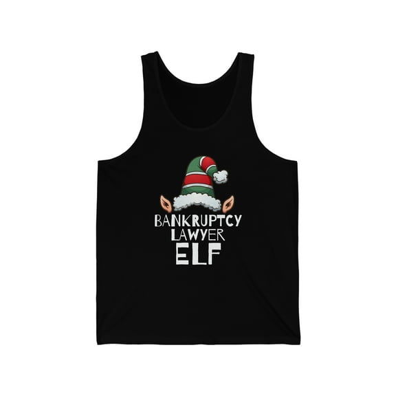 Bankruptcy Lawyer Elf Unisex Tank Top, XS-2XL Christmas Law School Elves
