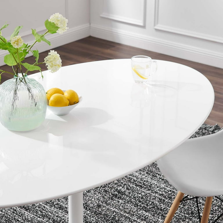 Lippa 60 Oval Wood Top Dining Table White EEI 1121 WHI