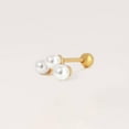 thumbnail image 3 of Triple  Pearl Screw Back Earrings, 3 of 5