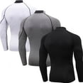 thumbnail image 2 of LANBAOSI Men's Compression Mock Neck Long Sleeve Quick-Drying Cool Dry Shirts, 3 Pack, Size XL, 2 of 7