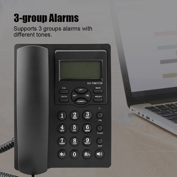 Teléfono Con Cable Con Altavoz LCD Pantalla Semi Hands Teléfono De Escritorio Con Alarmas De 3 Grupos 1-99 Horas De Distracción Para La Oficina En Casa