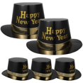 thumbnail image 1 of 5pcs Party Tophat Paper Hats Creative Headdress Decorations Yellow Letter Printing Party Favors Props for New Year Cosplay Party, 1 of 4
