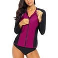 thumbnail image 1 of BeautyIn Women's Long Sleeve Rash Guard Top Zip Front Swim Shirt UPF 50, 1 of 7