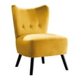 thumbnail image 3 of Wingback Living Room Chair, Cute Velvet Accent Chair, Button Tufted Leisure Reading Chair with Thick Cushion, Armless Club Chair for Bedroom, Living Room and Dorm, Yellow, 3 of 4