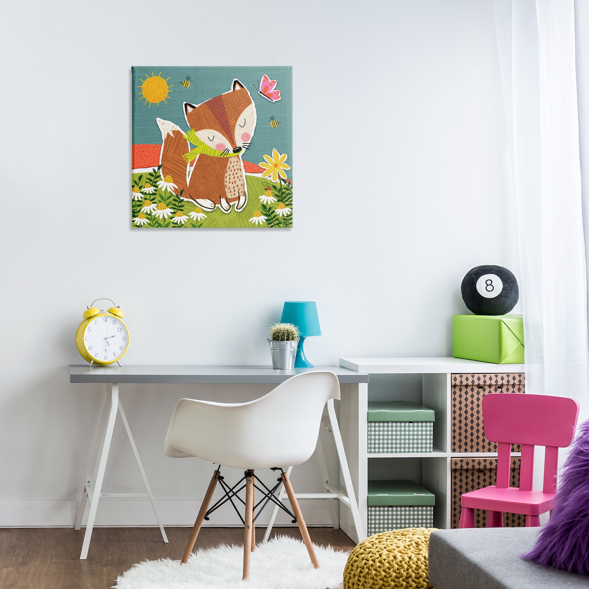 Stupell Industries Whimsical Nature Fox Animals Painting Wrapped Canvas Art Print Wall Art, 24 x 24