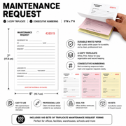 100 Pack Maintenance Request - White - Triplicate