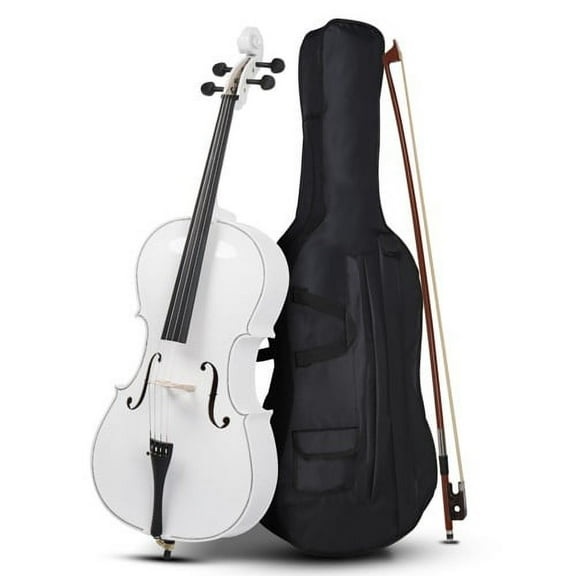 BaytoCare 4/4 Basswood Acoustic Cello Set with Bag And Bow Rosin, White