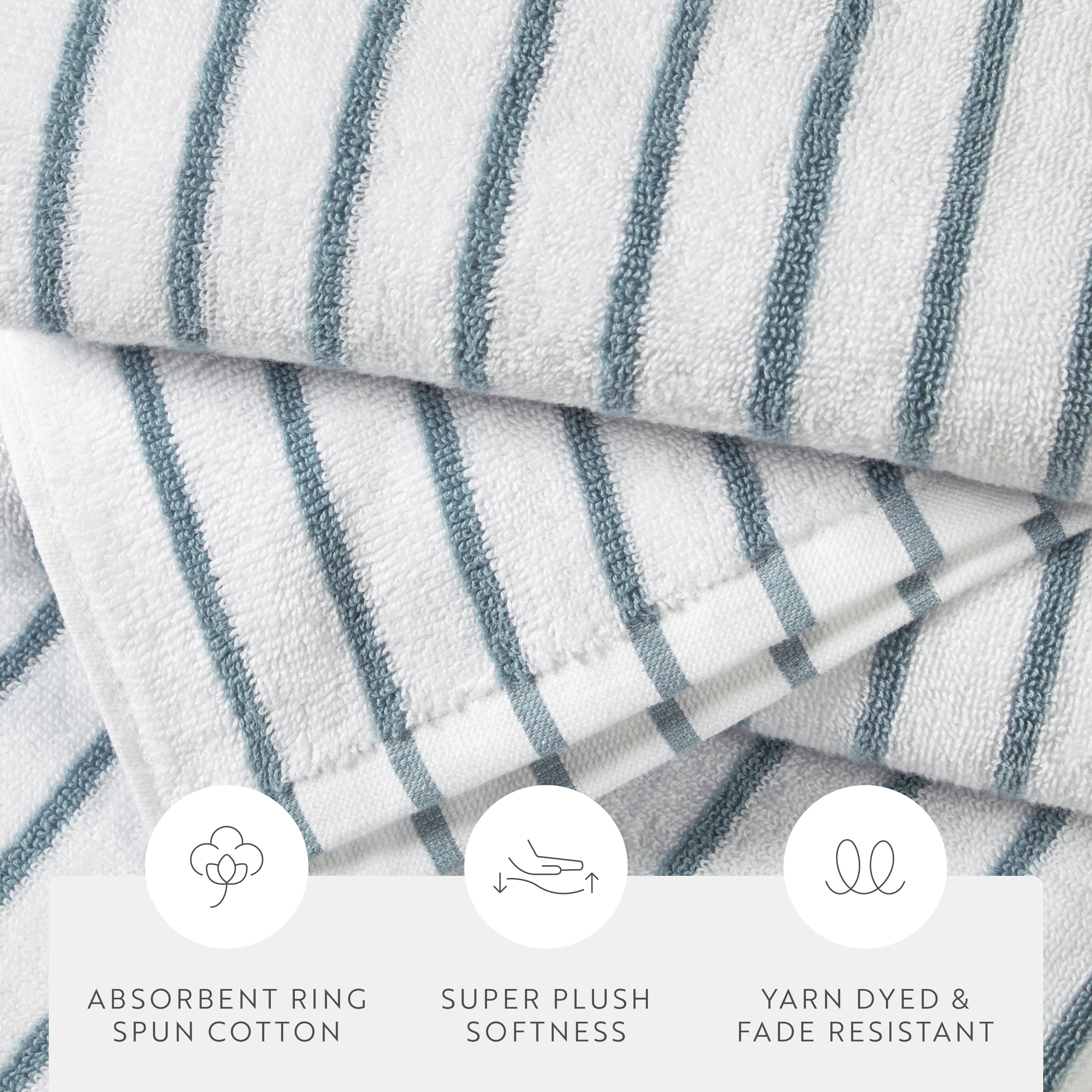 Noble Linens 2 pack Striped Cotton Cabana Beach and Pool Towels