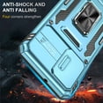 thumbnail image 3 of Feishell Case for Samsung Galaxy A42 5G Camera Lens Slide Protection Cover with Ring Holder Kickstand, Armor Heavy Duty Military Grade Shockproof PC Rugged Bumper for Samsung Galaxy A42 5G, Lightblue, 3 of 7