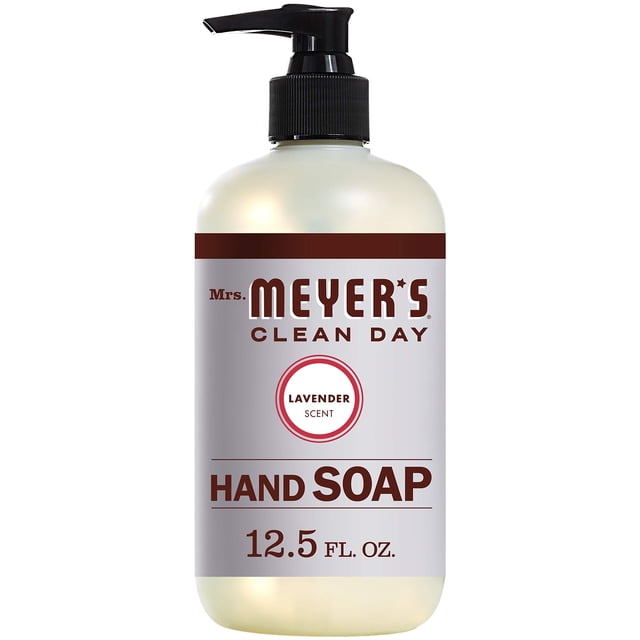 Jabón de manos Mrs. Meyer's elaborado con aceites esenciales, fórmula biodegradable, lavanda, 12,5 fl. Onz
