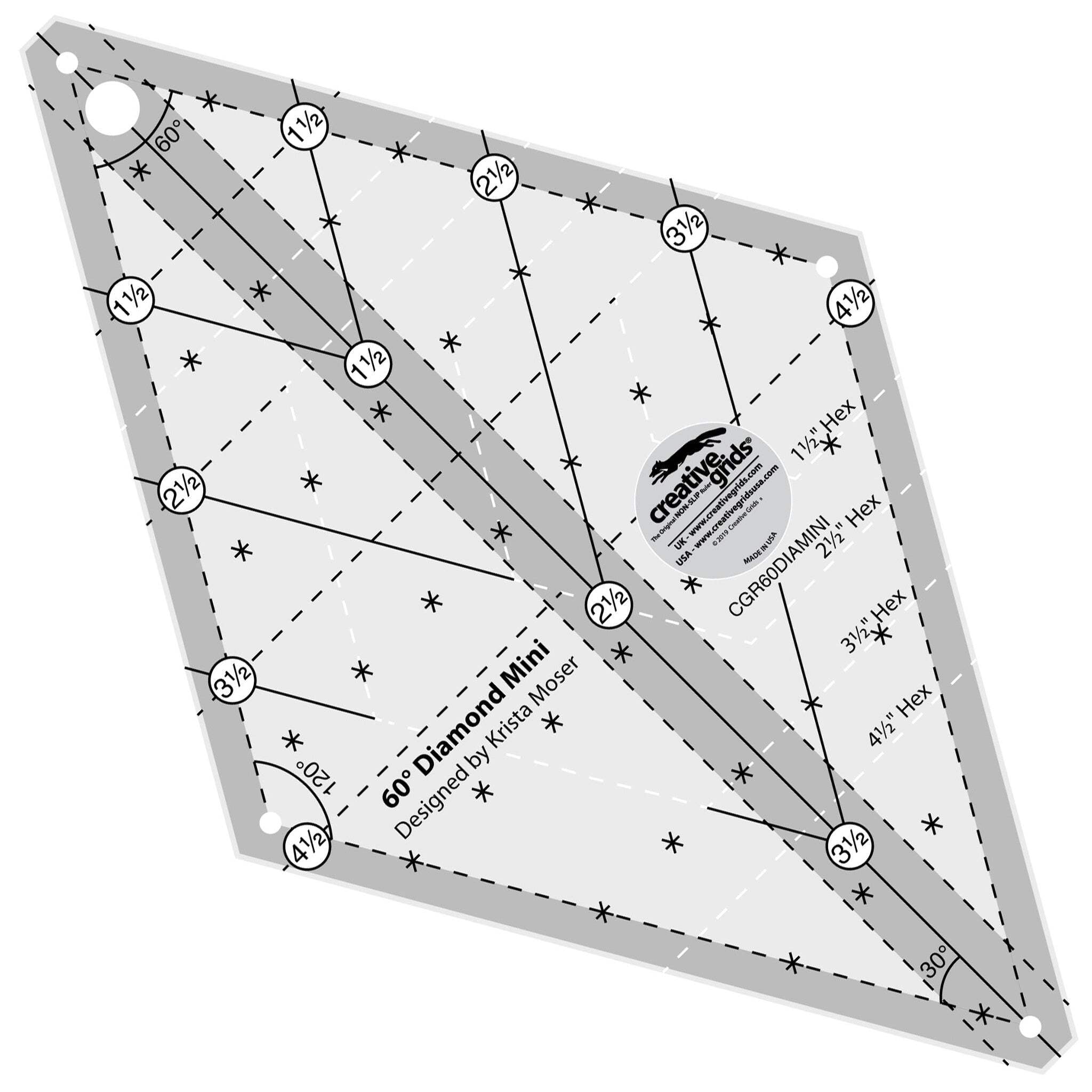 Creative Grids 60 Degree Mini Diamond Ruler CGR60DIAMINI