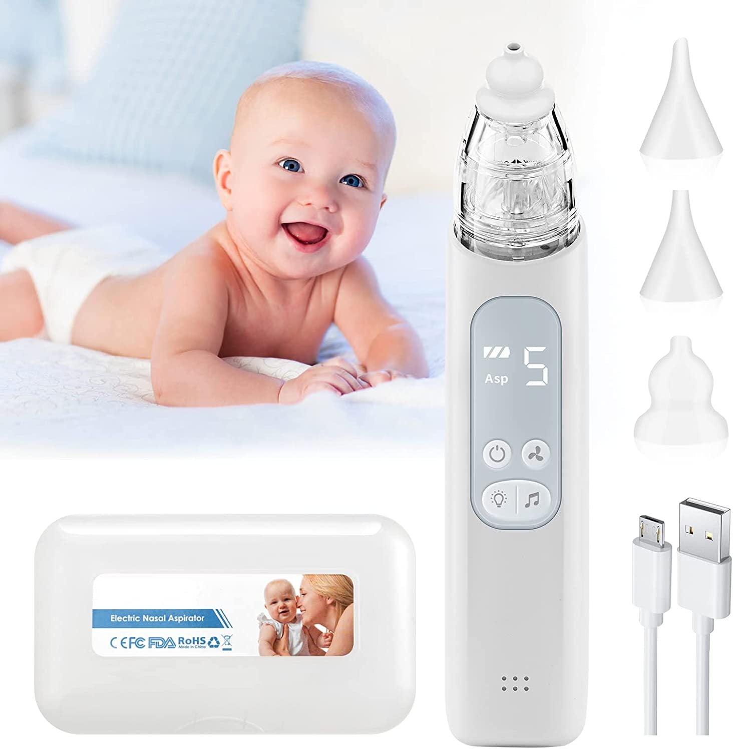 "Happyline" Rechargeable Baby Nasal Aspirator Electric Nose Sucker