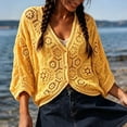 thumbnail image 2 of jiaxiM Lightweight Cardigans for Women Crochet Knit Open Front Long Sleeve Loose Casual Boho Summer Tie Front Beach Coverup, 2 of 6
