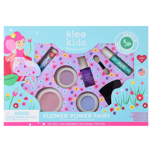 Kit de maquillaje Luna Star Naturals Klee Kids Deluxe Play. Suave y no tóxico. Fabricado en Estados Unidos. (Hada del poder de las flores)