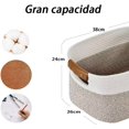 thumbnail image 2 of Juego de 3 Cestas de Almacenamiento Tejidas con Cuerda de Algodón en Forma de Cubo, Ideales para Organizar Estanterías y Armarios - Decorativas y con Asas de Cuero Desmontables (3 Pcs), 2 of 4