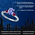 thumbnail image 2 of Gem Stone King 14K White Gold Blue Tanzanite and Red Created Ruby Engagement Ring for Women | 1.44 Cttw | Oval 8X6MM | Gemstone December Birthstone | Size 9, 2 of 6