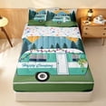 thumbnail image 2 of Erosebridal Teal White Camper Zipper Twin Comforter Sets with Fitted Sheet and 2 Pillowcases, Woodland Jungle Adventore Zipper Bedding Set, Colorful Stars Reversible, 2 of 7