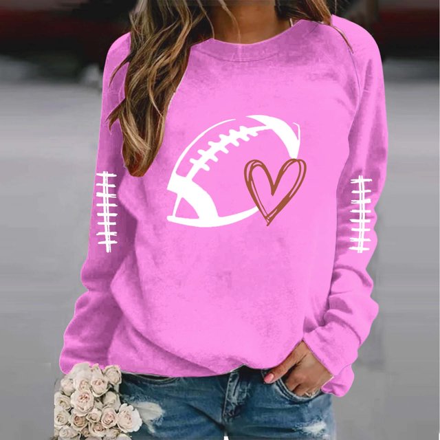 DPTALR Women's Breast Printed Round Neck Long Sleeve Top Sweater