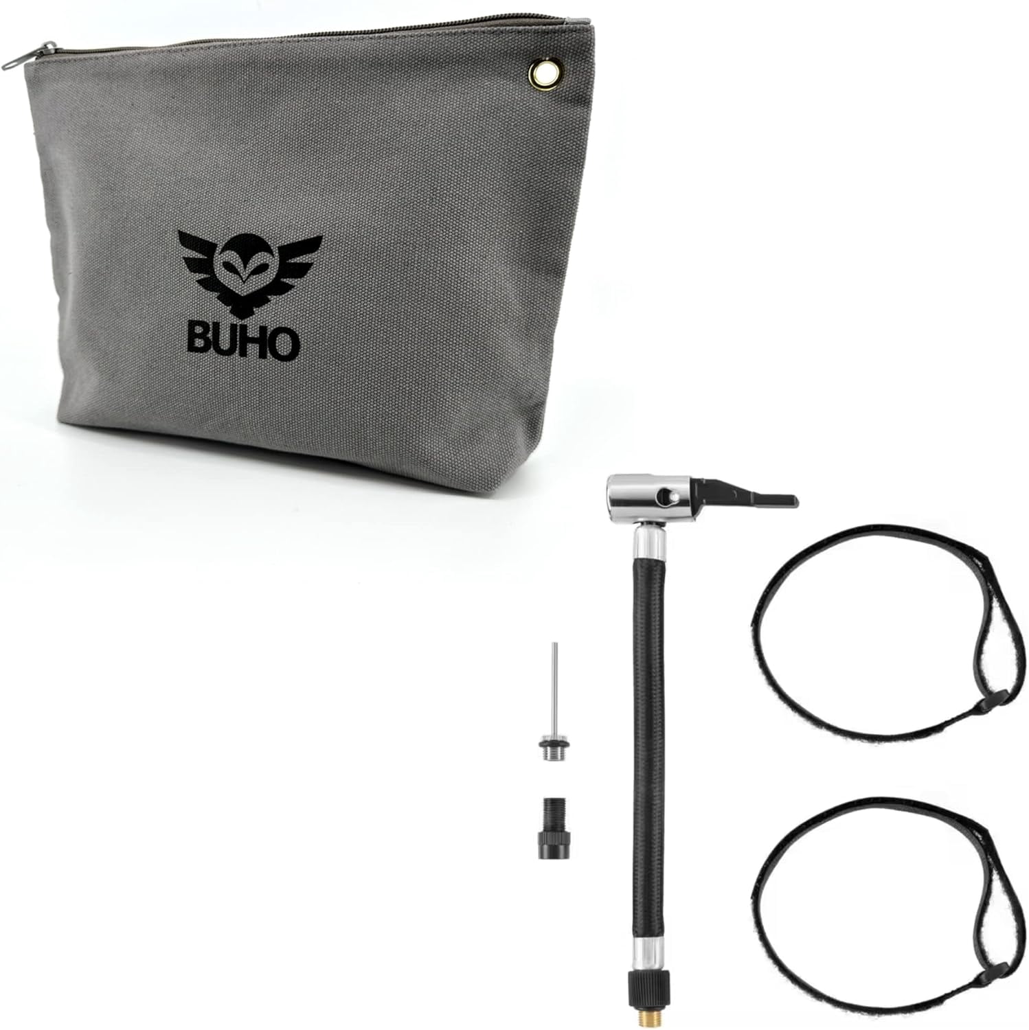 High Pressure Inflator Bundle with Ryobi Inflator, USB Lithium Battery and Buho Zipper Tool Pouch - Inflates Up To 100 PSI - Ideal for Bicycle Tires, Sports Balls, and Similar Products