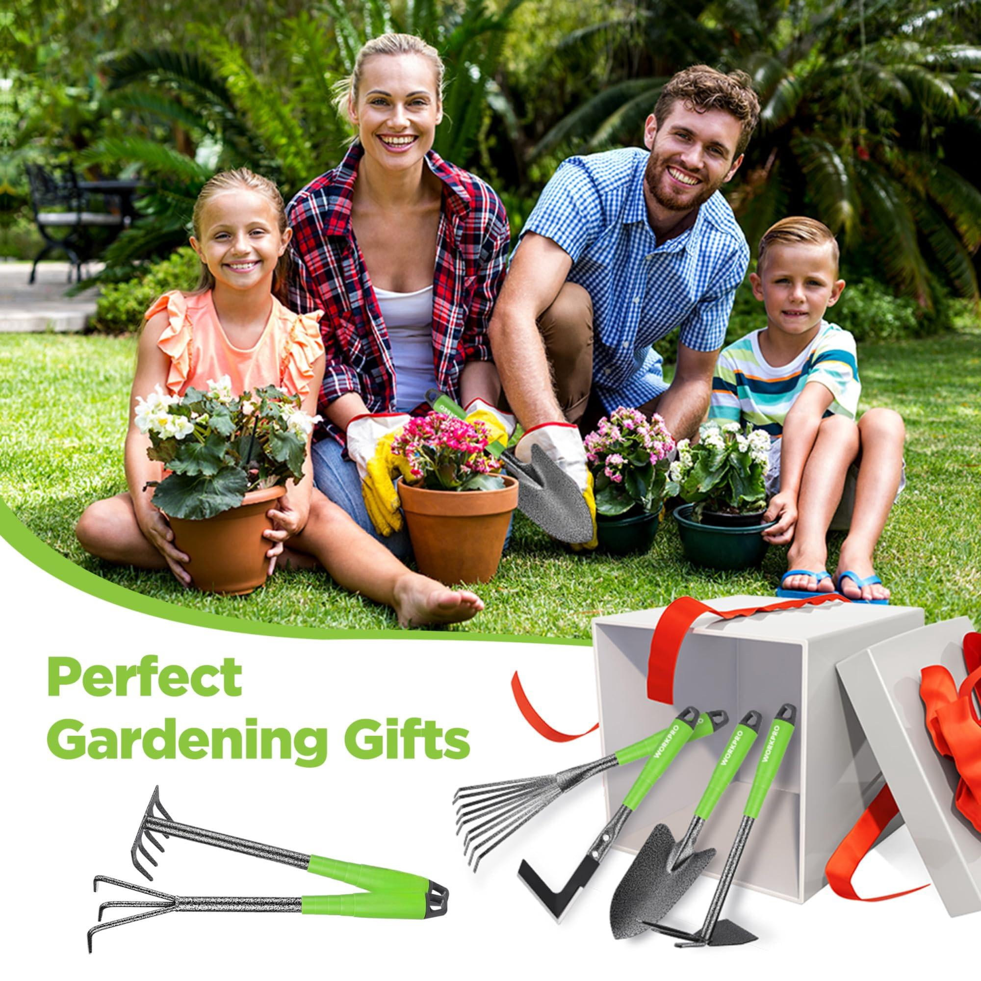 6-piece Garden Tool Set  Heavy Duty Gardening Hand Tools With Soft Rubber Handle Including Trowel Rakes 2-in-1 Hoe And Crack Weeder Ideal Gifts For Men Women