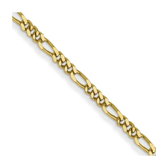 10K Yellow Gold Figaro Chain Styles Necklace 1.25 mm Flat Pendant 16 inch