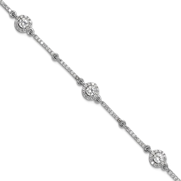 5.25mm 925 Sterling Silver Rhodium Plated Cubic Zirconia Link With 1in Extension Bracelet 7 Inch Link Bracelet for Women