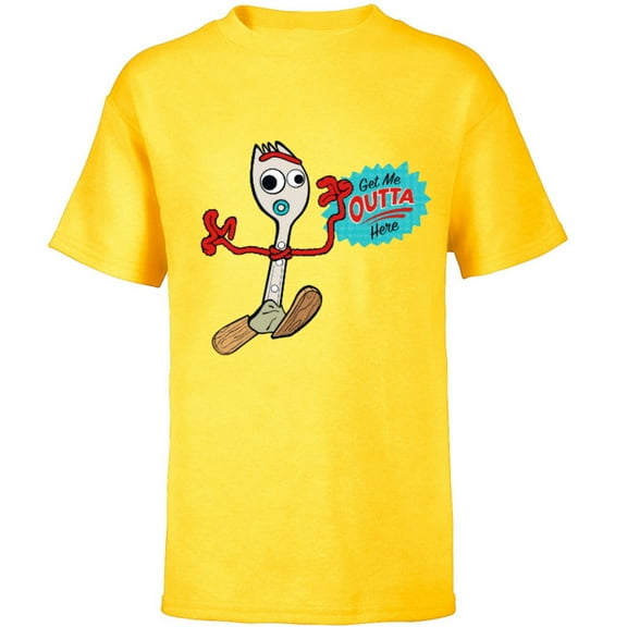 Disney Pixar Toy Story 4 Forky Get Me Outta Here T-Shirt - Short Sleeve T-Shirt for Kids - Customized-Yellow