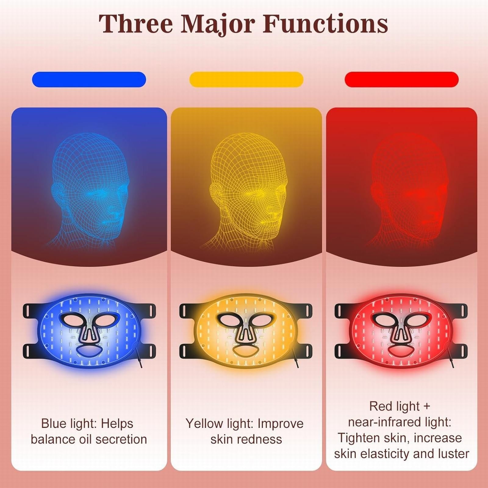 Red Light Therapy for Face, 3 Modes Portable Led Face Mask Light Therapy with Remote, Near-Infrared 850 Red Light Therapy Mask with Timing Function, Red Light Therapy at Home 180 LED Beads(Black)