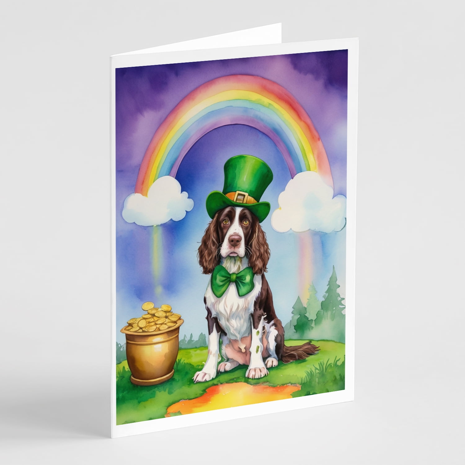 Flat-Coated Retriever St Patrick's Day Greeting Cards Pack of 8 7 in x 5 in