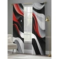 thumbnail image 4 of Abstract Gradient Stitching Sheer Curtains for Living Room Bedroom, Light-filtering Sheer Curtain, Red Black White Water Ripple Rod Pocket Voile Window Treatment Drapes, 52’’Wx96’’L, 2 Panels Set, 4 of 7