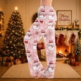 thumbnail image 2 of Lumtrix Christmas Pajamas Pants Women Trendy Festive Print Pjs Pant Cute Drawstring Lounge Pants Wide Leg Trouser with Pocket Pink S, 2 of 6