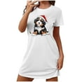 thumbnail image 2 of Camisón corto de talla grande para mujer, camisón de manga corta con estampado de pecho a la moda, camisón para mujer, 2 of 5