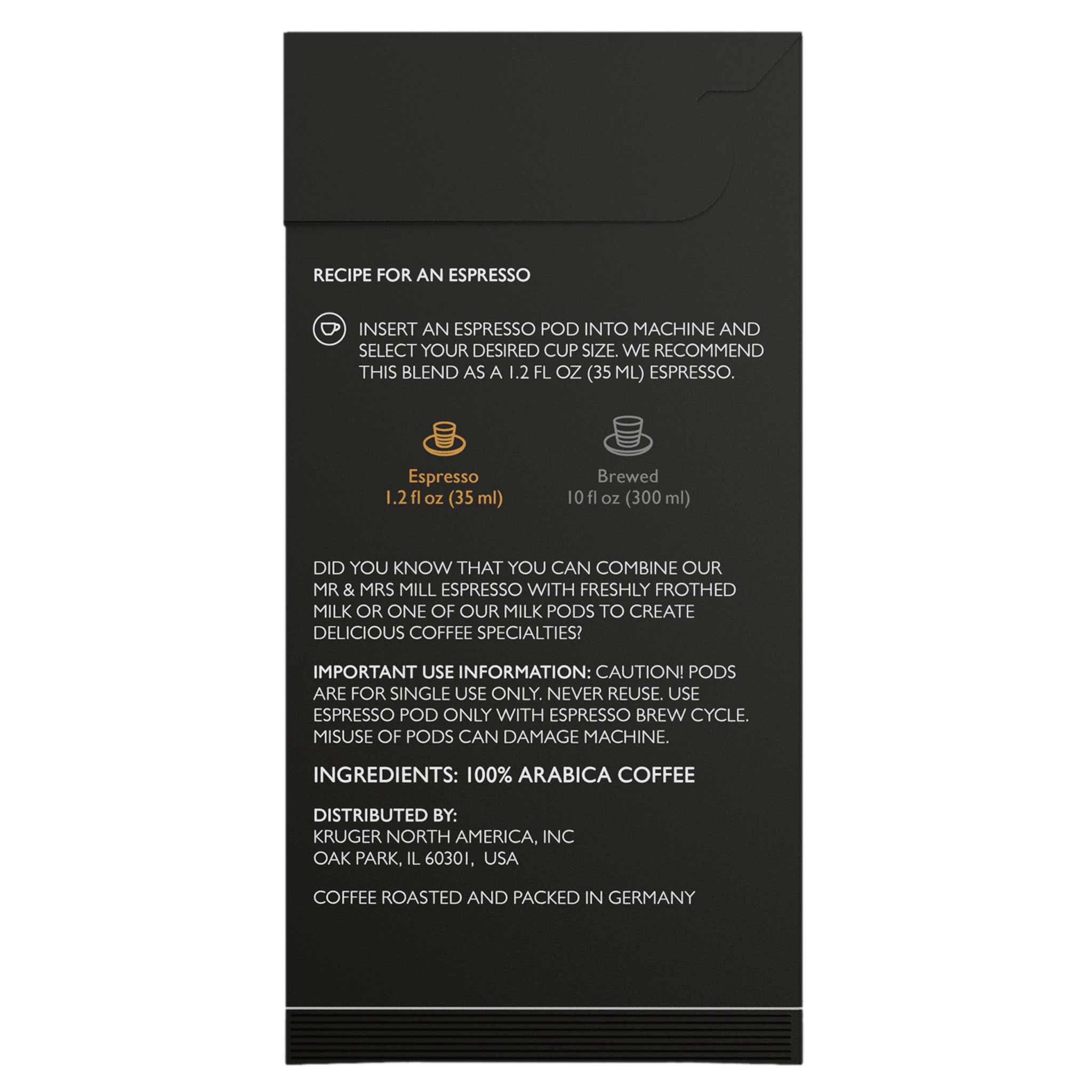 Mr and Mrs Mill Colombia Decaf Espresso K-fee® & Starbucks® Verismo* Compatible | 60 Count (6 boxes X 10 Pods) | Medium Roast Single Serve Espresso Pods