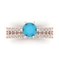 thumbnail image 2 of Clara Pucci 14K Rose Gold 1.66 Simulated Turquoise Engraveable Engagement Ring + Wedding Band Set, 2 of 7