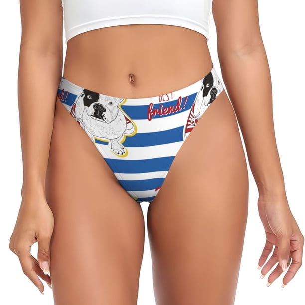 Fotbe Bulldog Friend Tanga Sin Costuras para Mujer con Estampado – Panties Invisibles, Transpirables y Cómodos para Uso Diario-X-Large