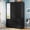 Black, variant on ANPOO Black Shaker Style Wardrobe Closet with Mirror, LED Lights, 2 Drawers & Adjustable Shelves, 3 Door Armoire Wardrobe Closet with Hanging Rod, Large Storage Wardrobe for Bedroom